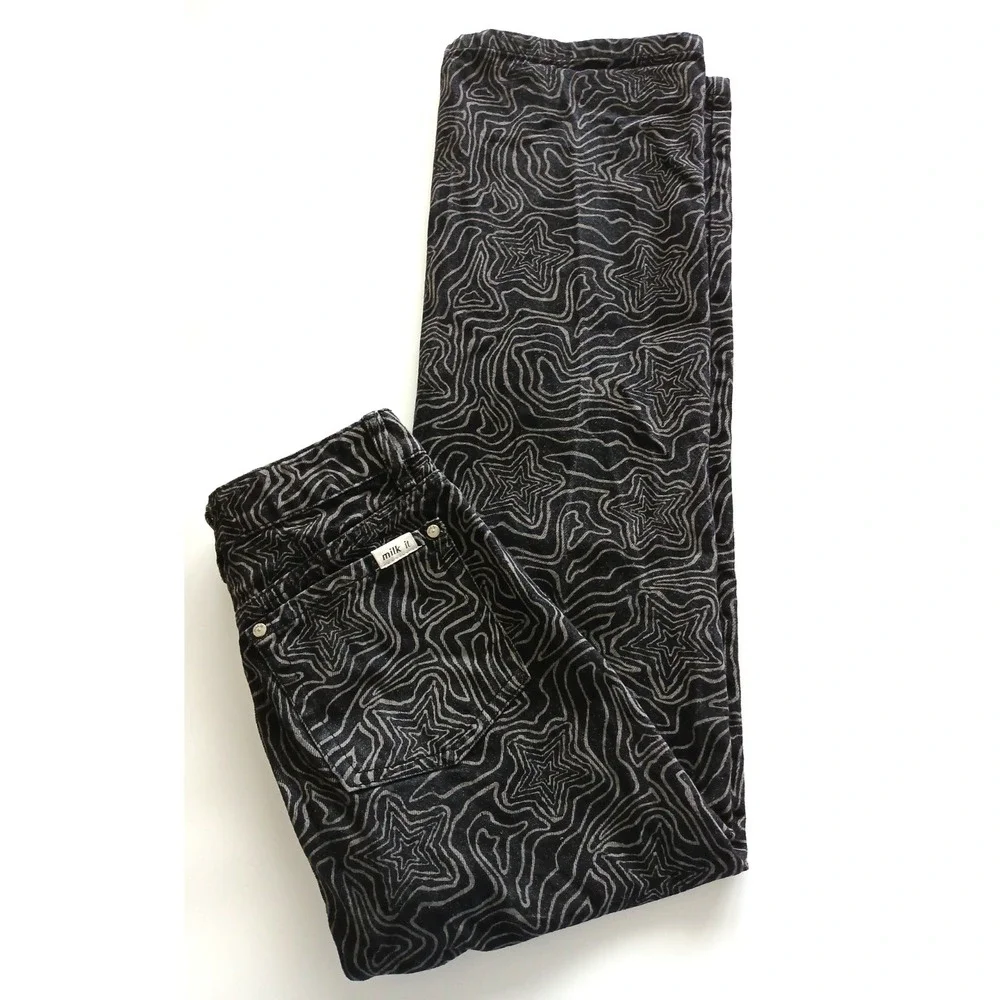 Milk It Funky Black & White Button Front Denim Jeans Women's Size 26 X 29 - Picture 1 of 12